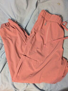 Women's jogger style Scrub pants. Hanes, size Large. Elastic. Stretch fit. Peach
